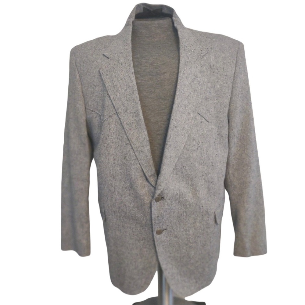Vintage Circle S Dallas, TX Gray Wool Blend Western Ranch Sports Coat Blazer 48R
